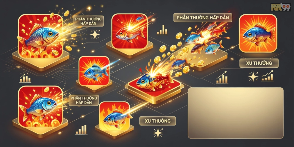 Caption tiếng Việt ngắn gọn 8–16 từ: Hình ảnh top game bắn cá ăn xu trên nền tảng RR99 với phần thưởng hấp dẫn
