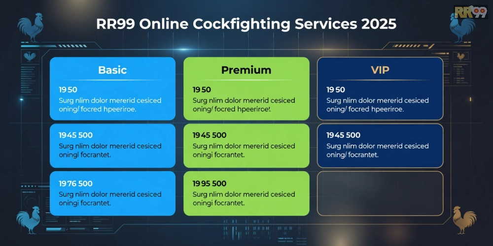 Bảng giá chi tiết các gói dịch vụ xem đá gà trực tuyến RR99 cập nhật năm 2025 với ưu đãi hấp dẫn.