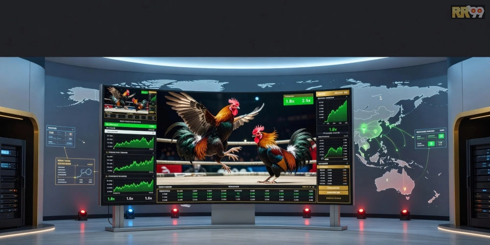 Minh họa khái niệm đá gà quốc tế rr99 với giao diện nền tảng hiện đại