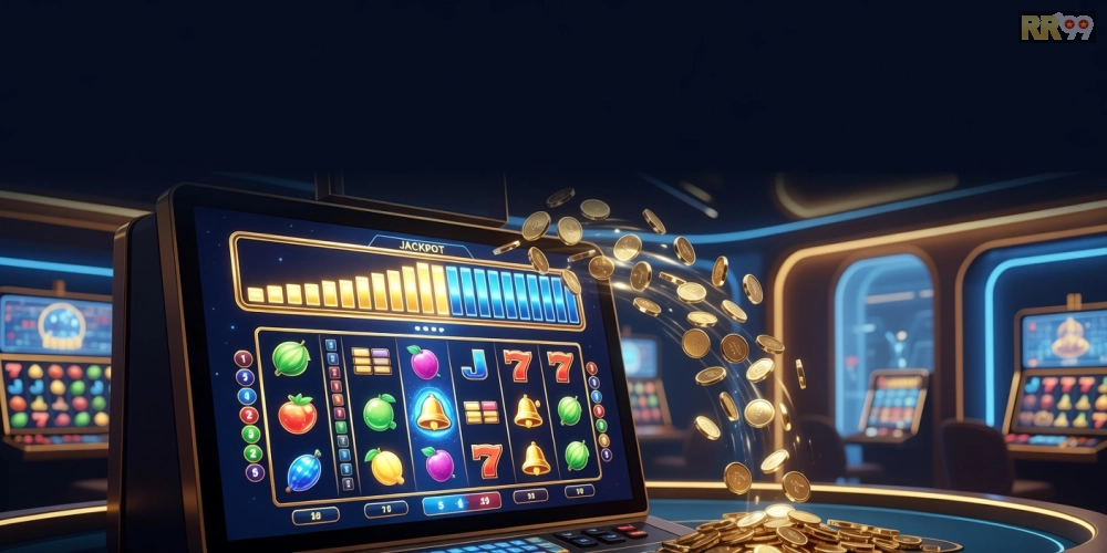 Khái niệm chơi game nổ hũ rr99 được minh họa qua giao diện hấp dẫn và các biểu tượng jackpot