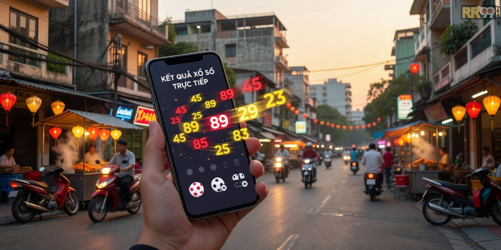 Giao diện ứng dụng di động hiển thị kết quả xổ số minh ngọc rr99 nhanh chóng