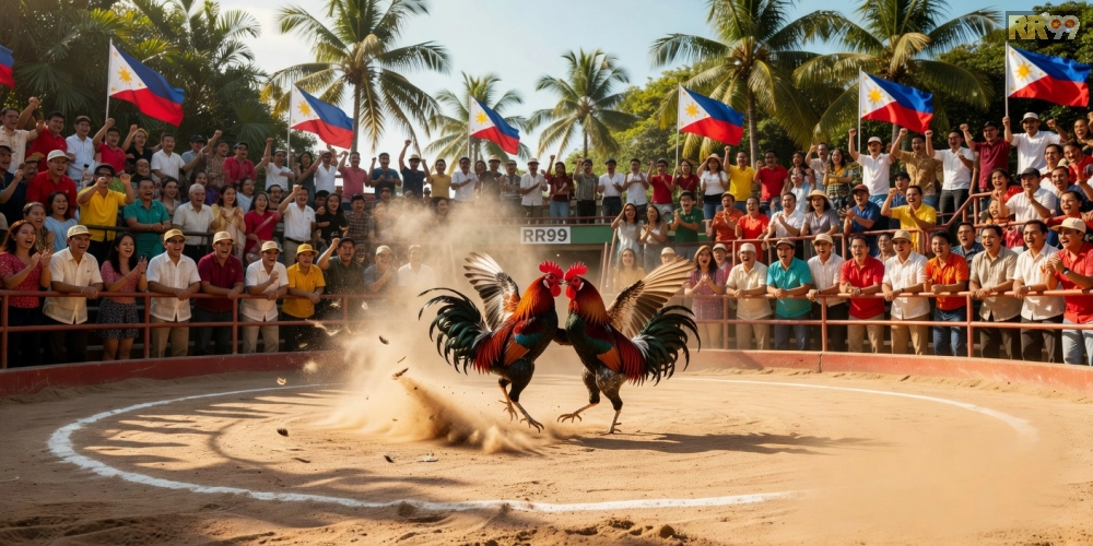 Trường đá gà Philippines trên RR99 với không khí sôi động