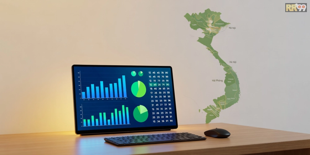 Minh họa khái niệm xổ số miền Bắc rr99 với giao diện trực tuyến hiện đại và kết quả realtime